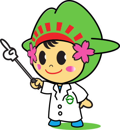 ひのでちゃんがお医者さんの服を着ている画像です。